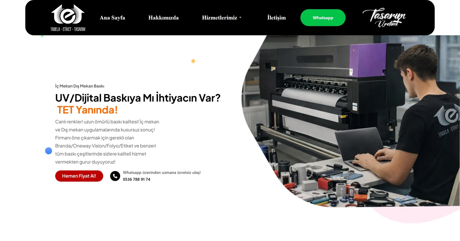 TET Reklam projesi web sitesi görseli